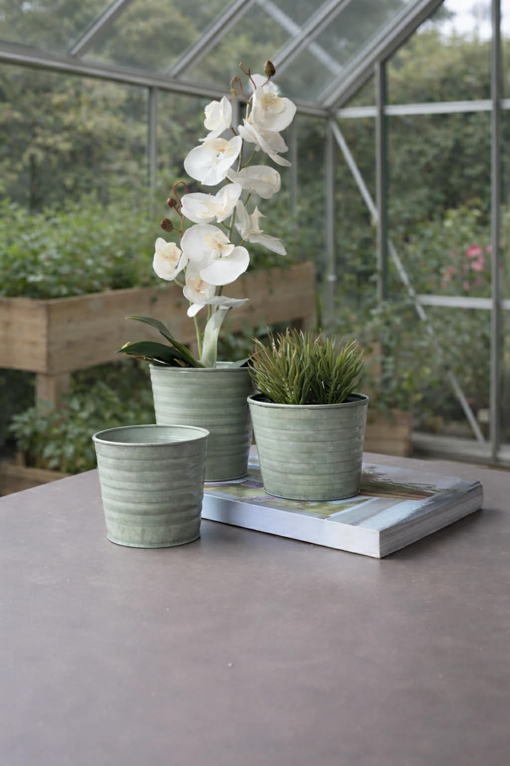 Plantenpotcover Zink - Set van 3 stuks