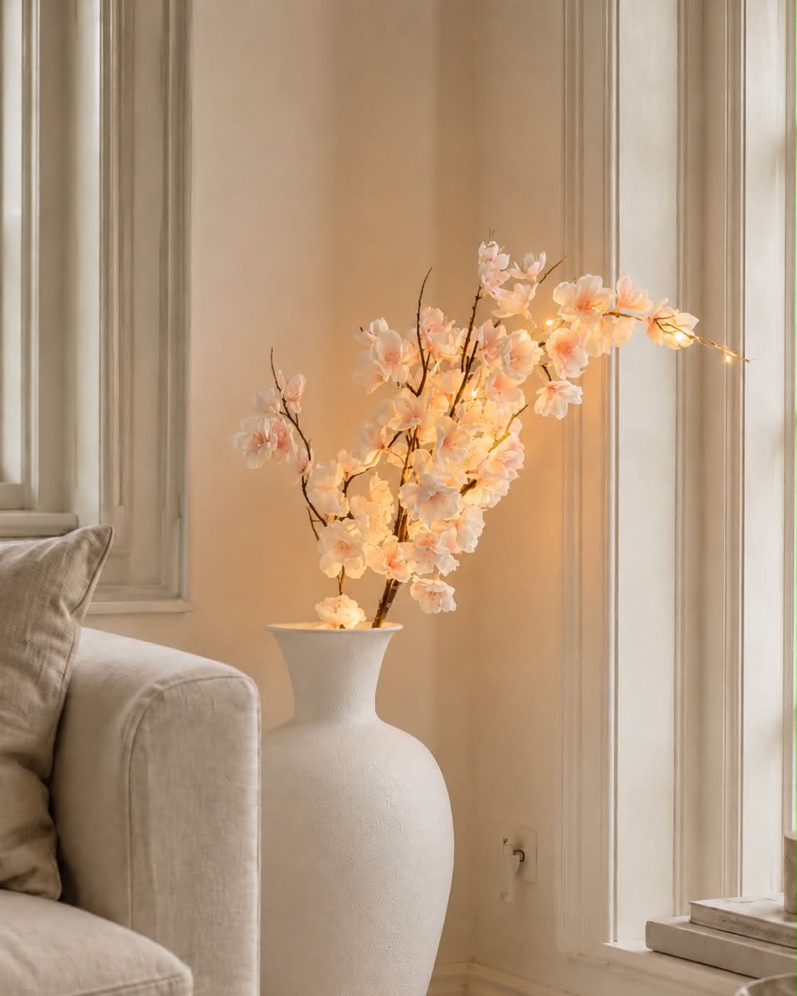 Kersenbloesemtak met licht - Roze / wit