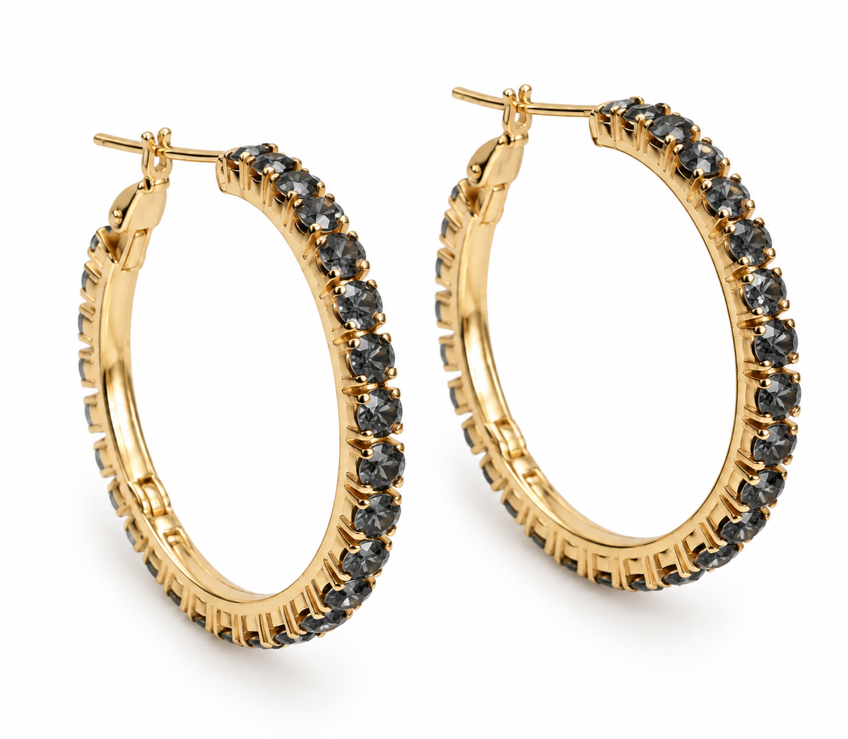 Oorbellen Smilla Hoops 18K verguld - Donkergrijs