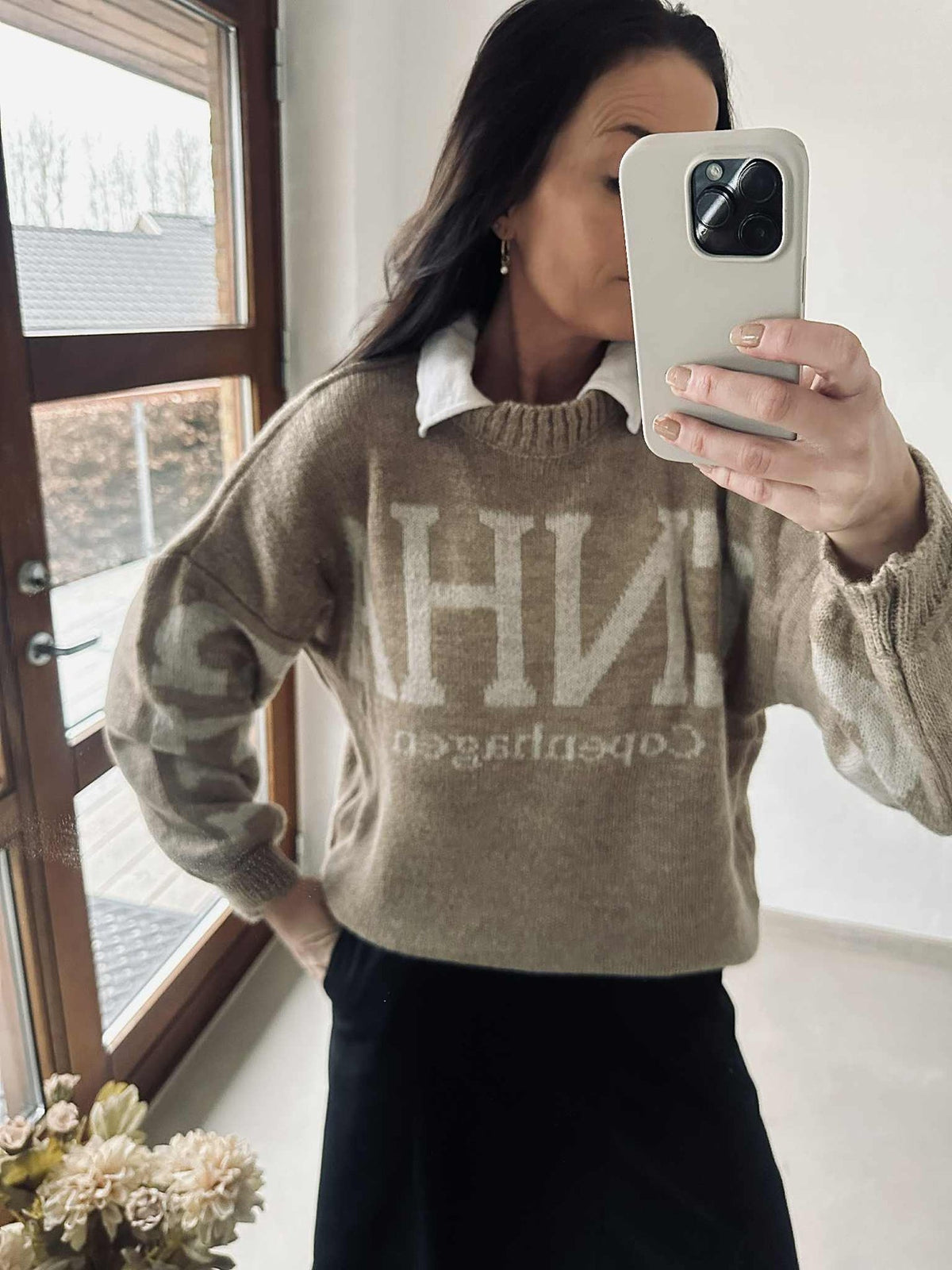 Gebreide trui Aria Copenhagen - Fango / beige