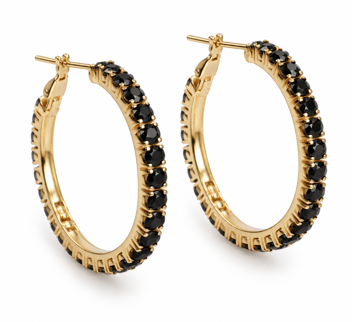 Oorbellen Smilla Hoops 18K verguld - Black
