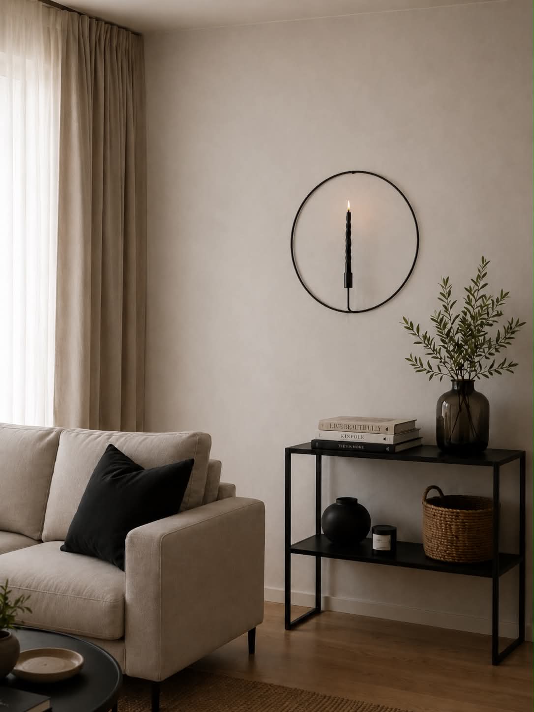 VIAMAJA Cirkel kandelaar – Zwart – Ø 44 cm