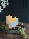 LED stompkaarsen met ribbels - Set van 3 st. incl. afstandsbediening