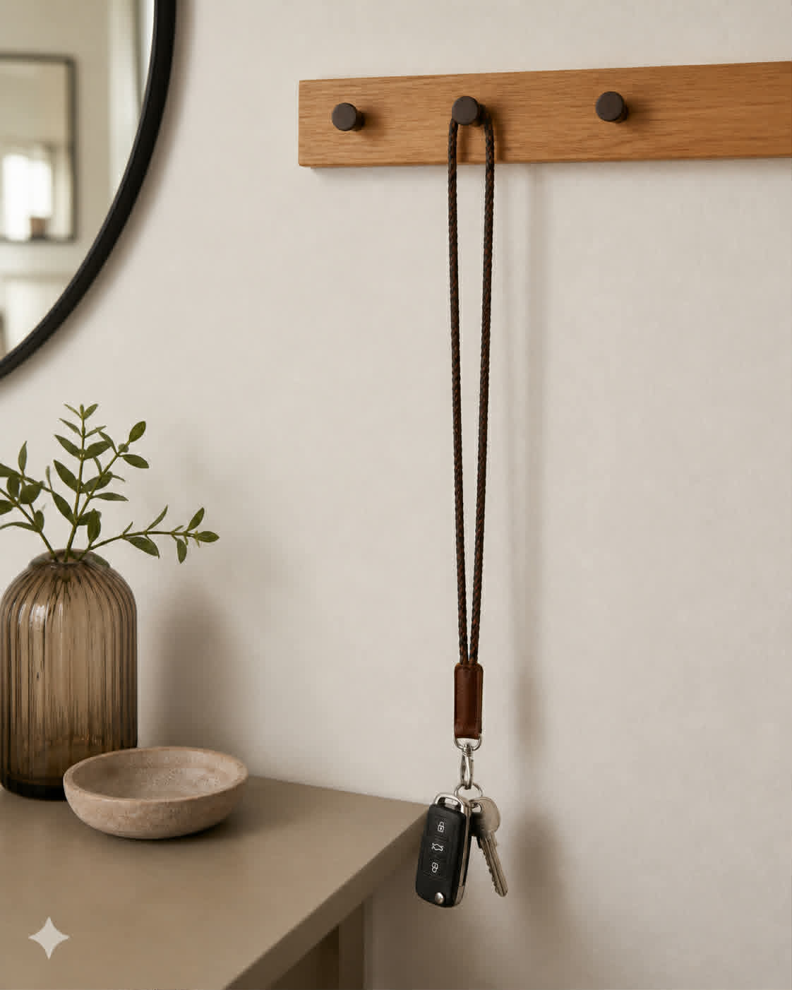 Sleutelhanger gevlochten - dark brown