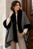 Poncho met bontboord - Black