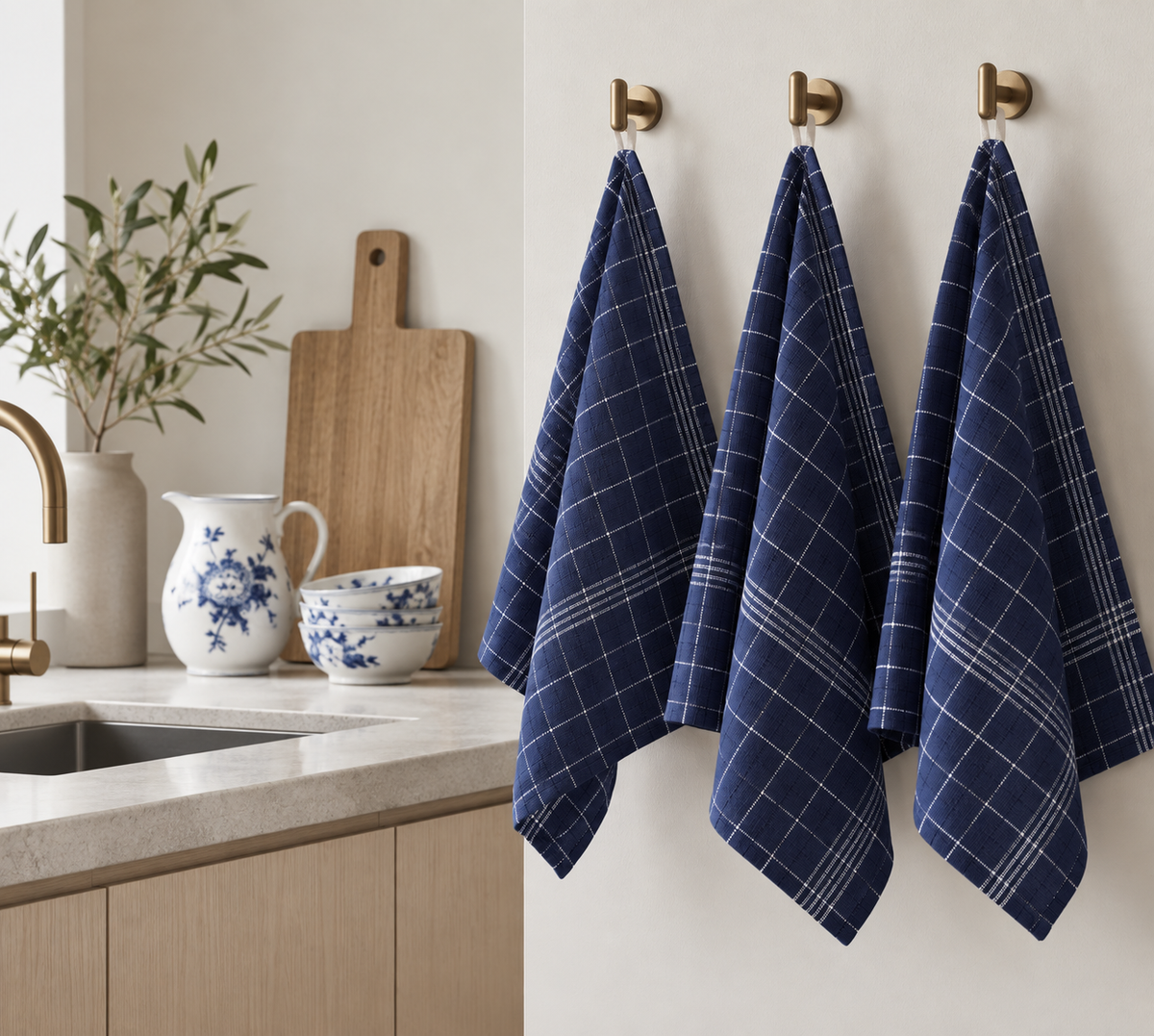 Kokstheedoeken 3 stuks - Royal blue