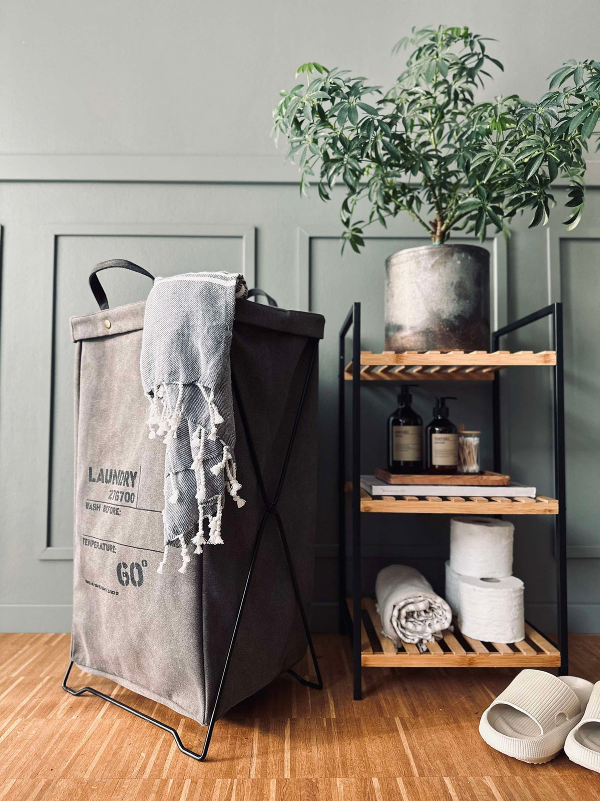 Wasmand - Canvas grijs / zwart