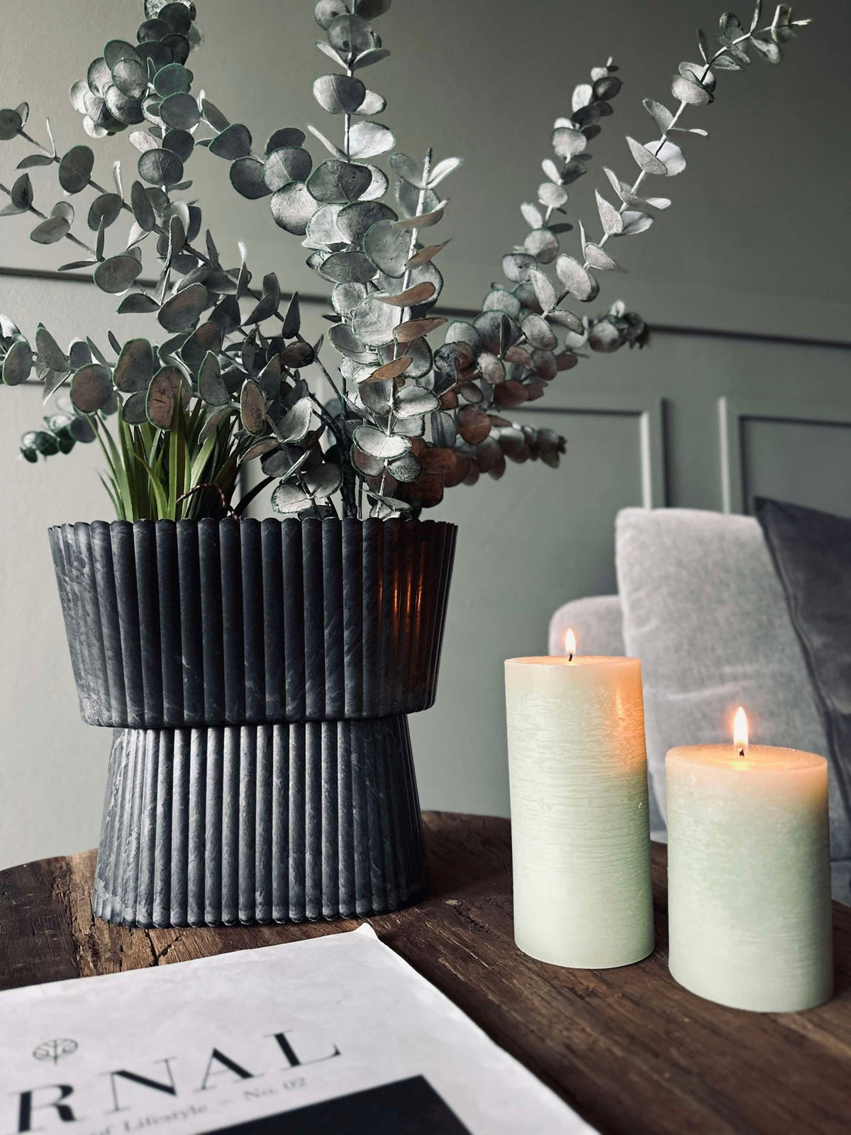 Bloempot ovaal - Beton look groot