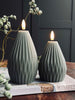 LED Stompkaarsen / Ribbels – 2 st grijs/groen