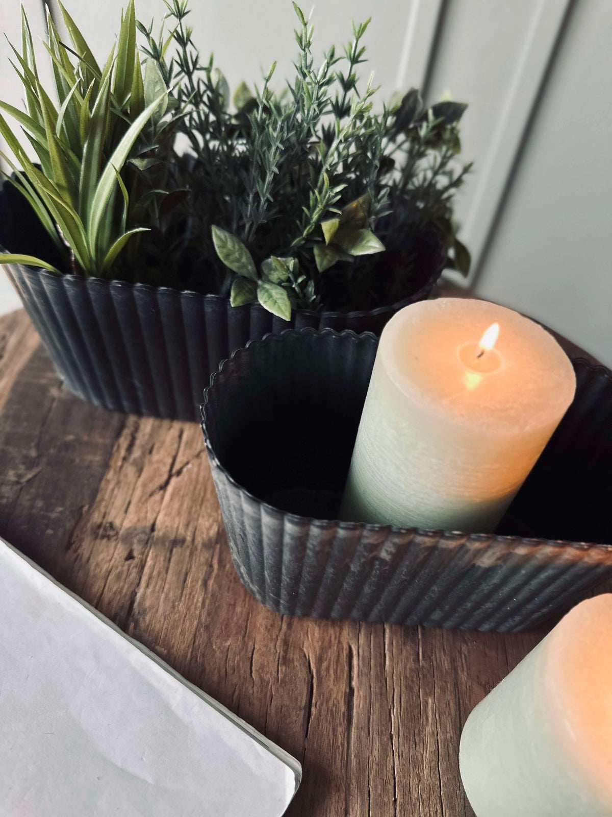 Bloempot ovaal - Beton look groot