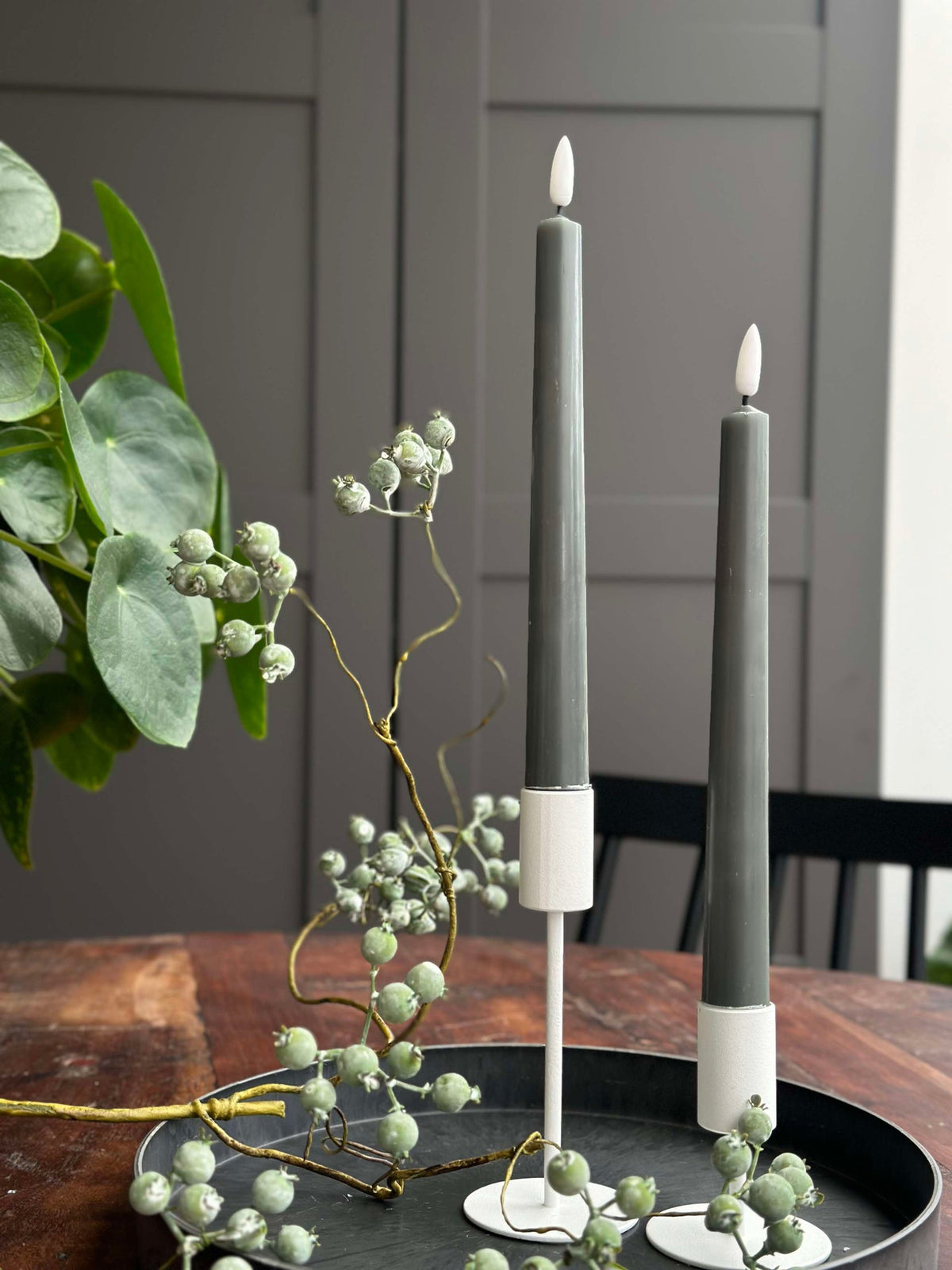 Stolkaarsen / Set van 2 stuks en afstandsbediening – Groen 24 cm