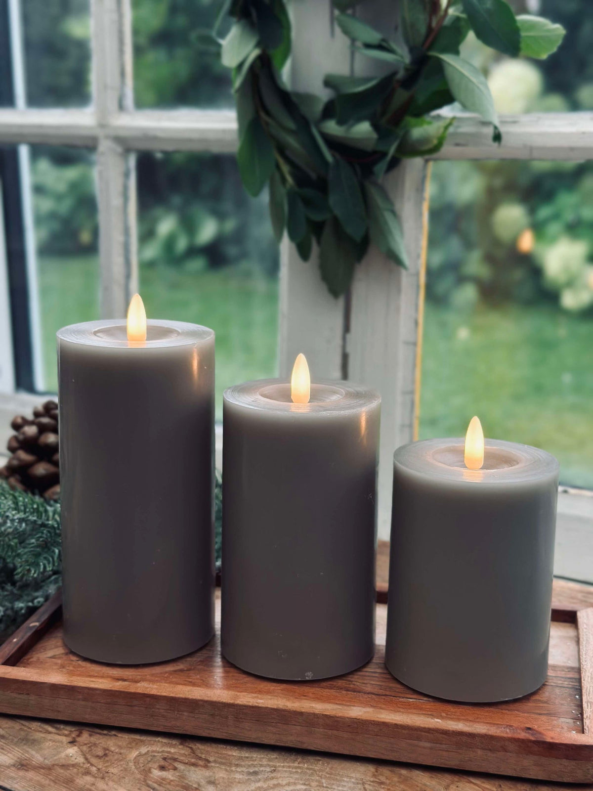 LED Blokkaarsen / Zand – 3 st. blokkaarsen