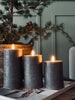 LED Blokkaarsen / Grijs – 3 stuks Rustiek licht