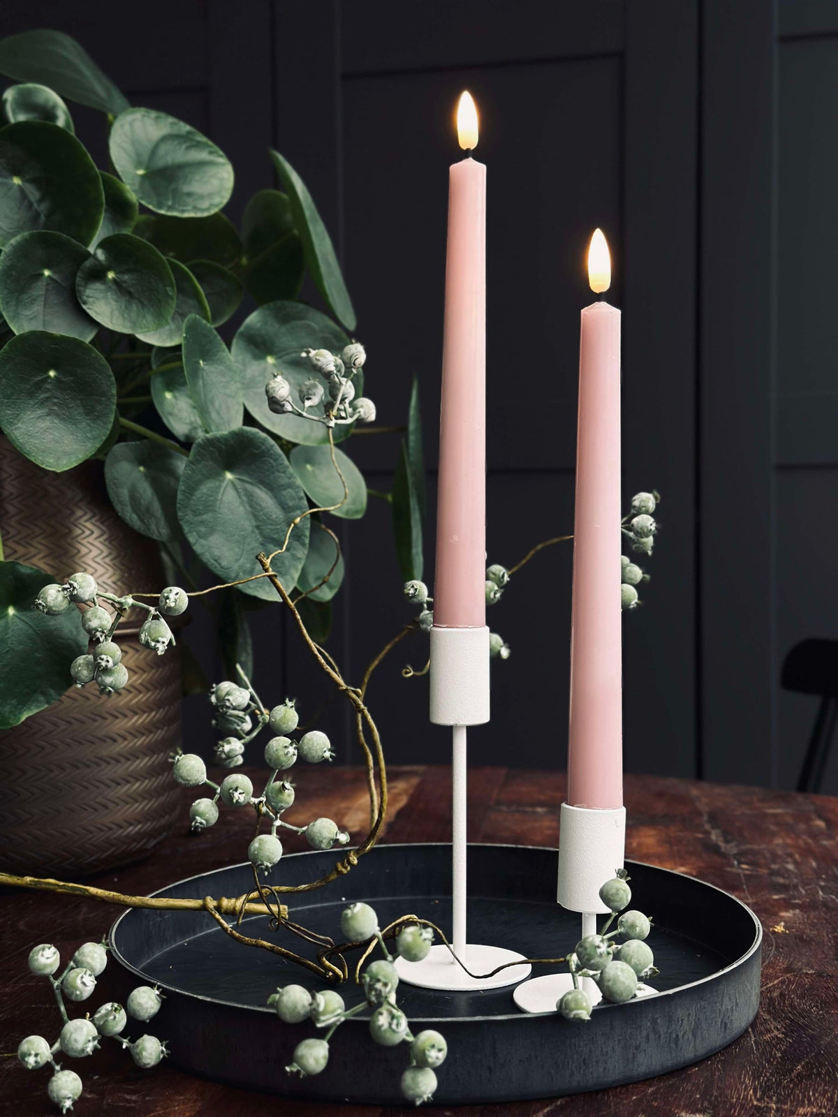 Stabkaarsen / Set van 2 stuks en afstandsbediening – Roze 24 cm