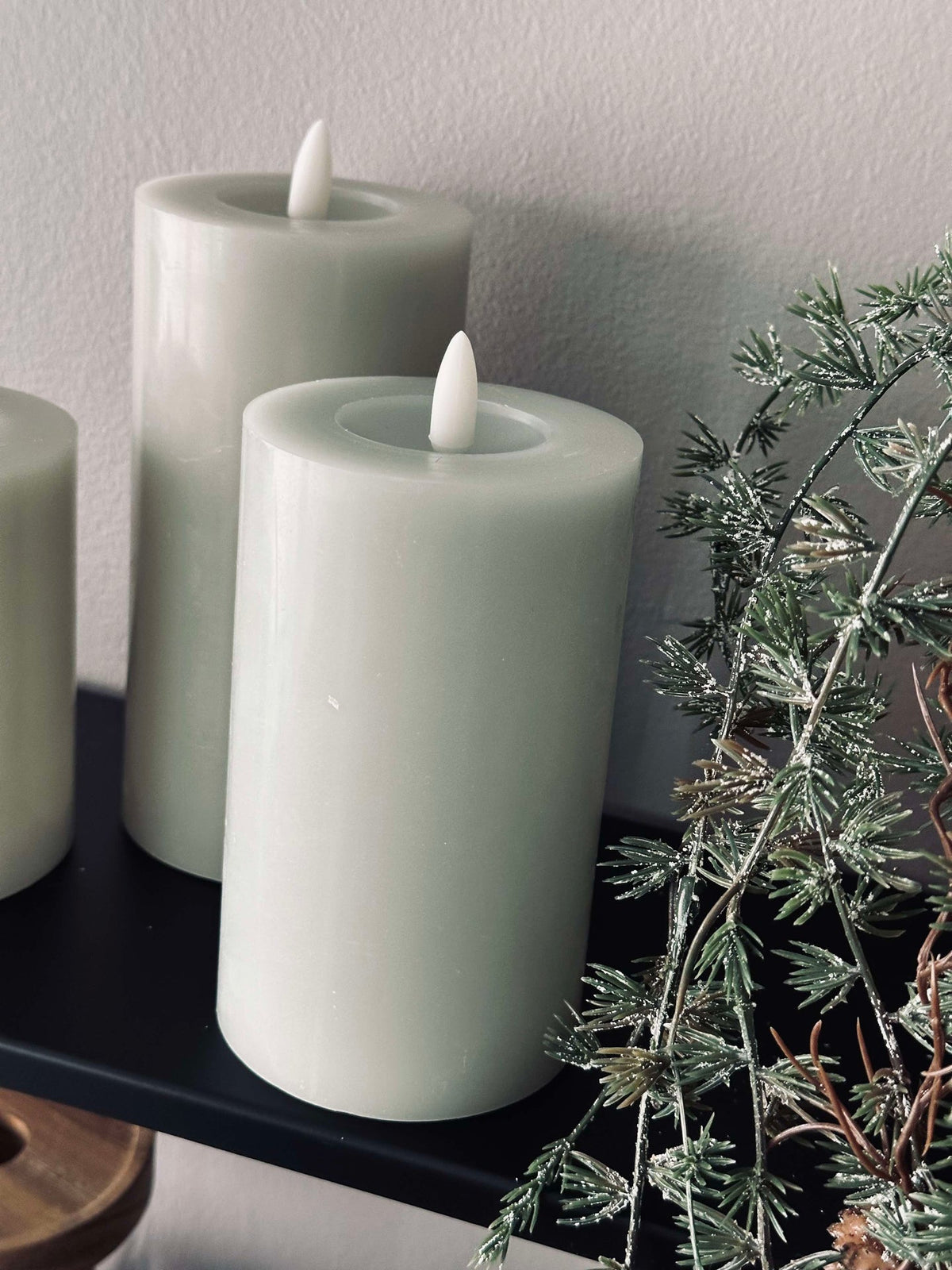 LED Blokkaarsen / Mint – set van 3
