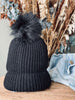 Muts met pompon - Black