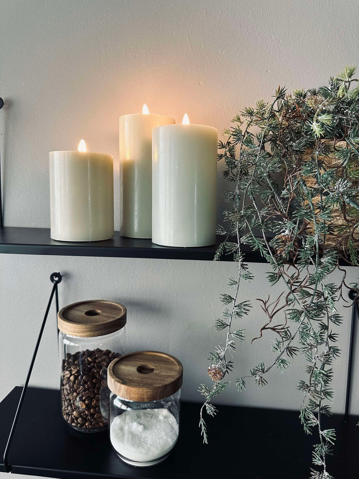 LED Blokkaarsen / Mint – set van 3