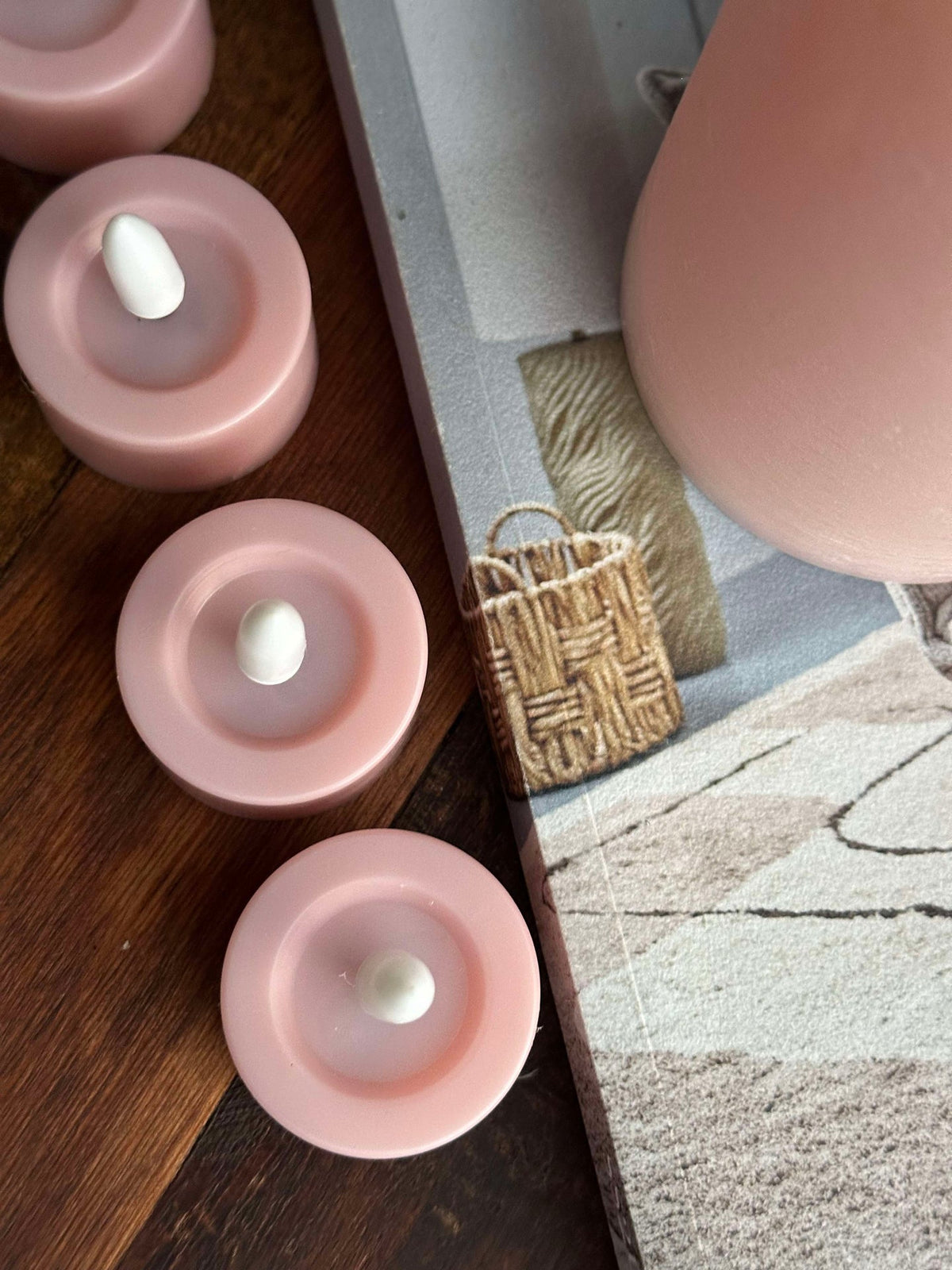 LED Licht pakket met 9 LED kaarsen - Roze