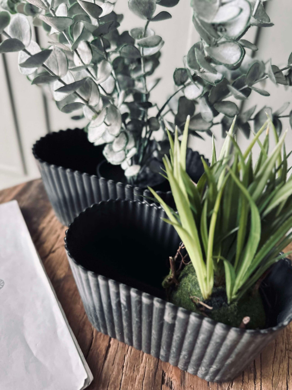 Bloempot ovaal - Beton look groot