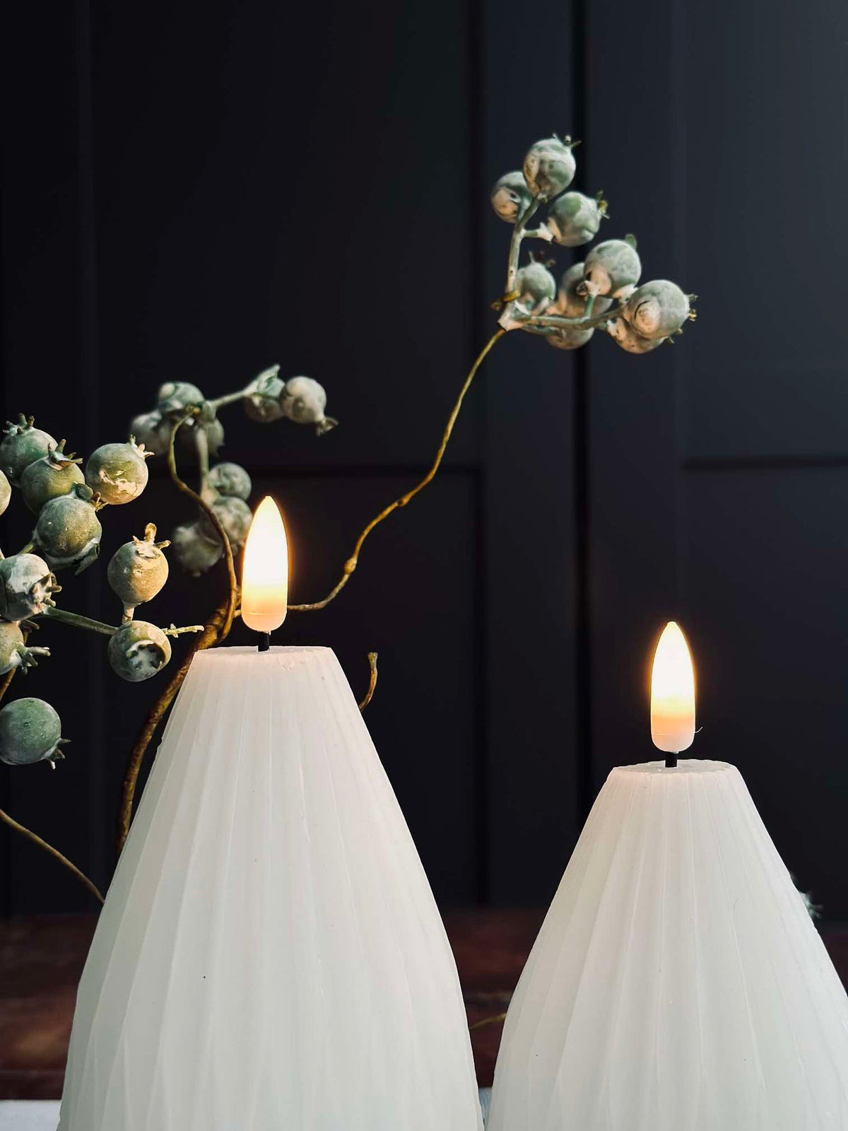 LED Blokkaarsen / Groeven – 2 st. Wit