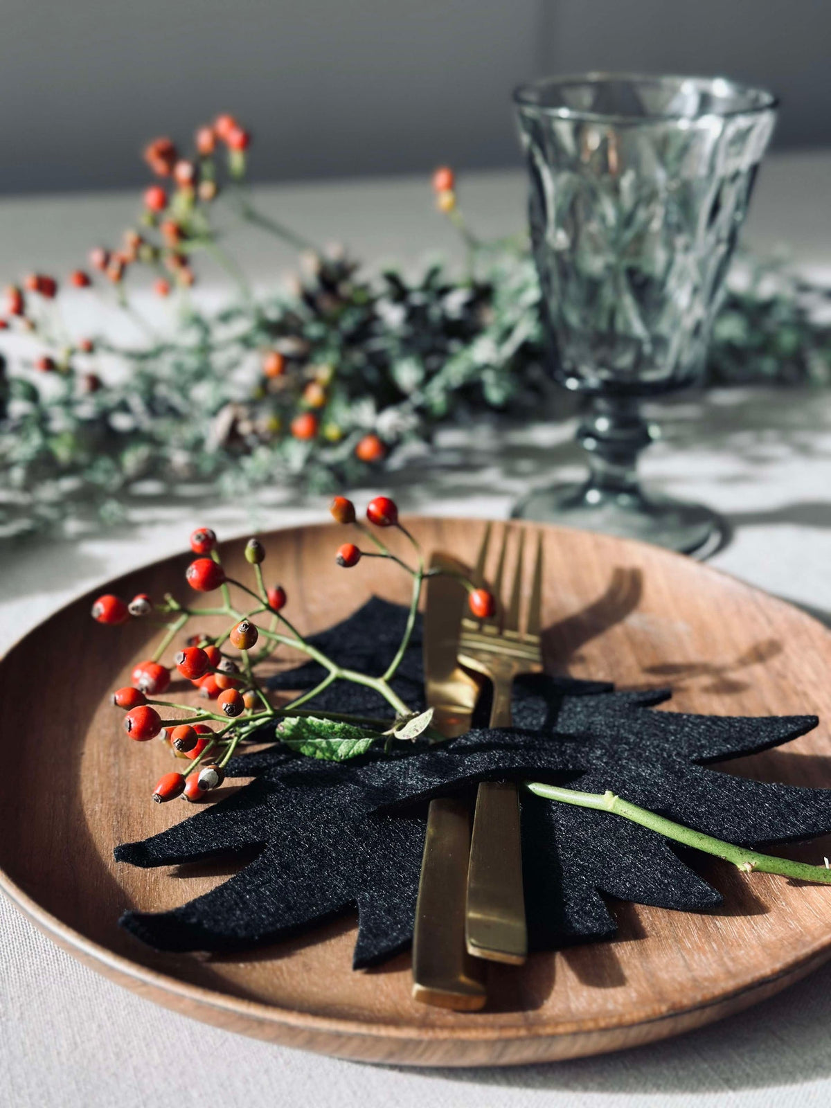 Kerstboom voor tafelaankleding - Zwart 4 stuks