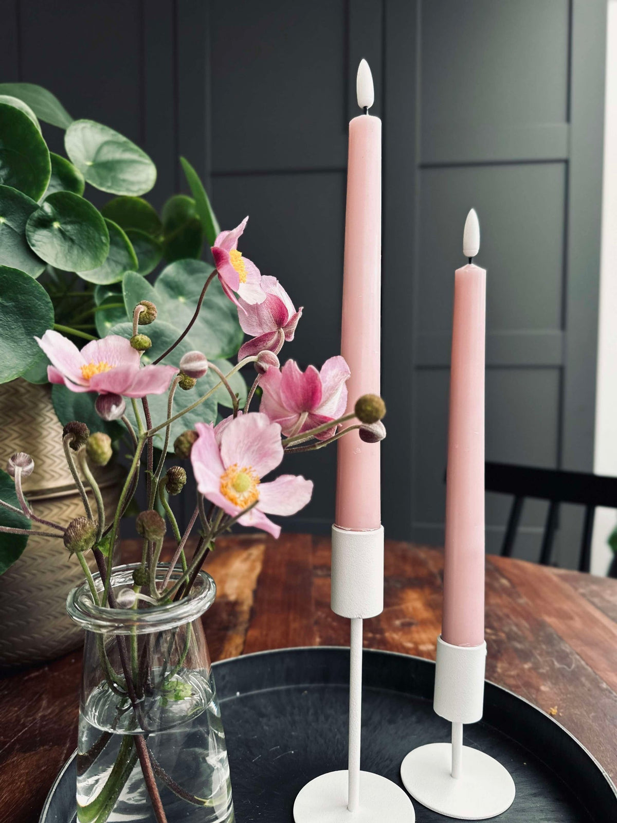 Stabkaarsen / Set van 2 stuks en afstandsbediening – Roze 24 cm