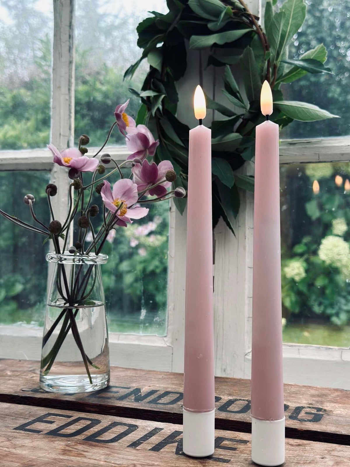 Stabkaarsen / Set van 2 stuks en afstandsbediening – Roze 24 cm