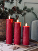LED Stompkaarsen / Rood – 3 st Rustiek dia 5 cm