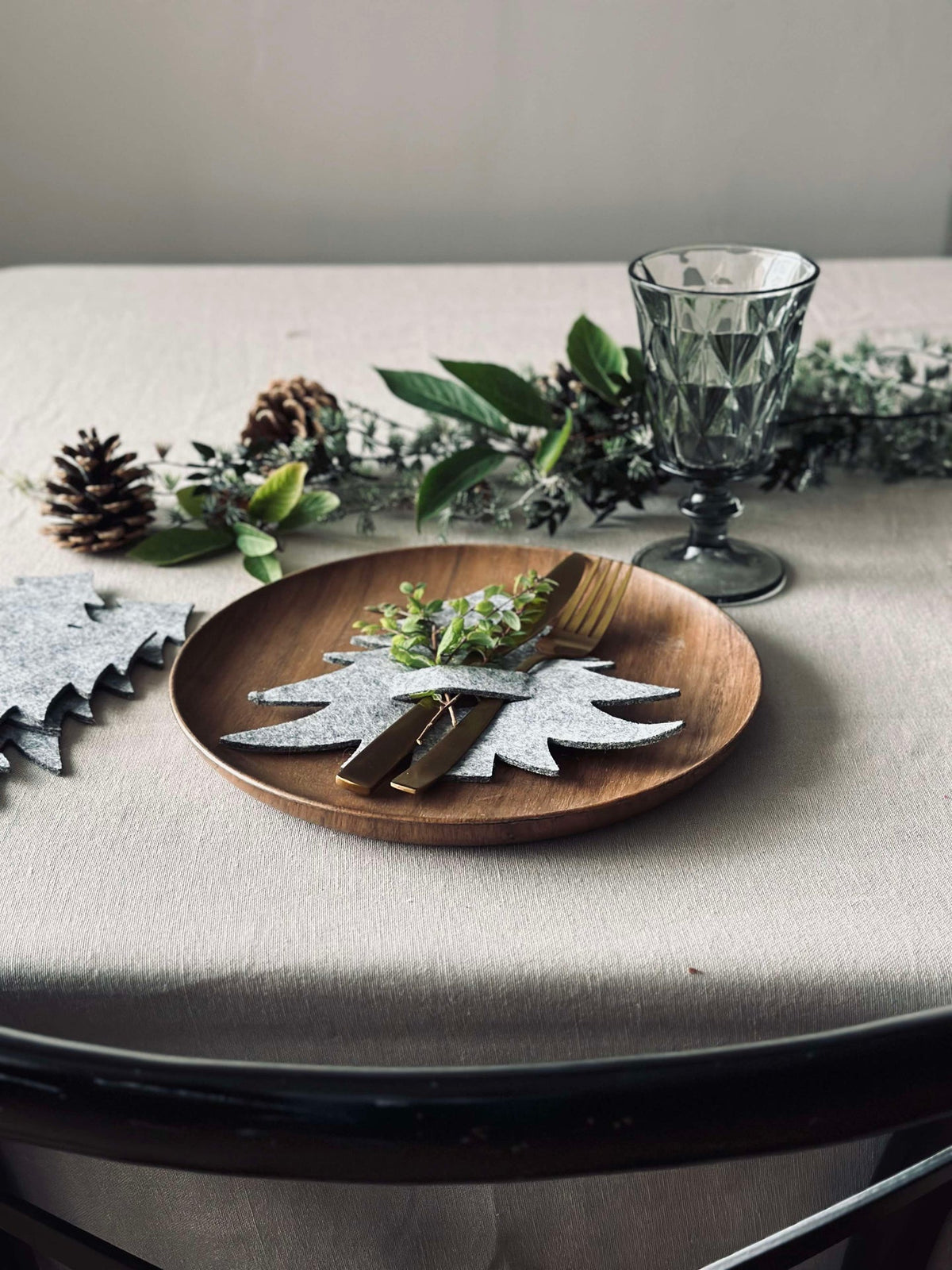 Kerstboompje voor tafeldekking - Grijs 4 st