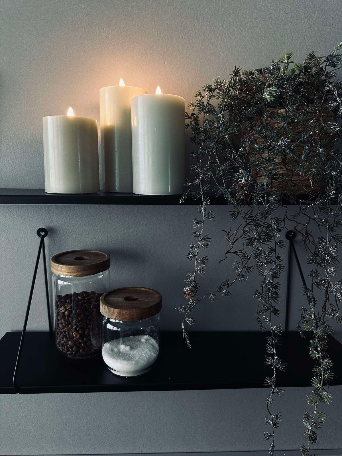 LED Blokkaarsen / Mint – set van 3