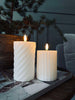 LED Blokkaarsen / Design – 2 st. Wit gestreept