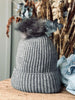 Muts met pompon - Grijs