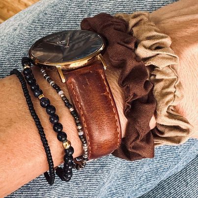 Haarelastiekjes Scrunchie Brown - 2 stuks