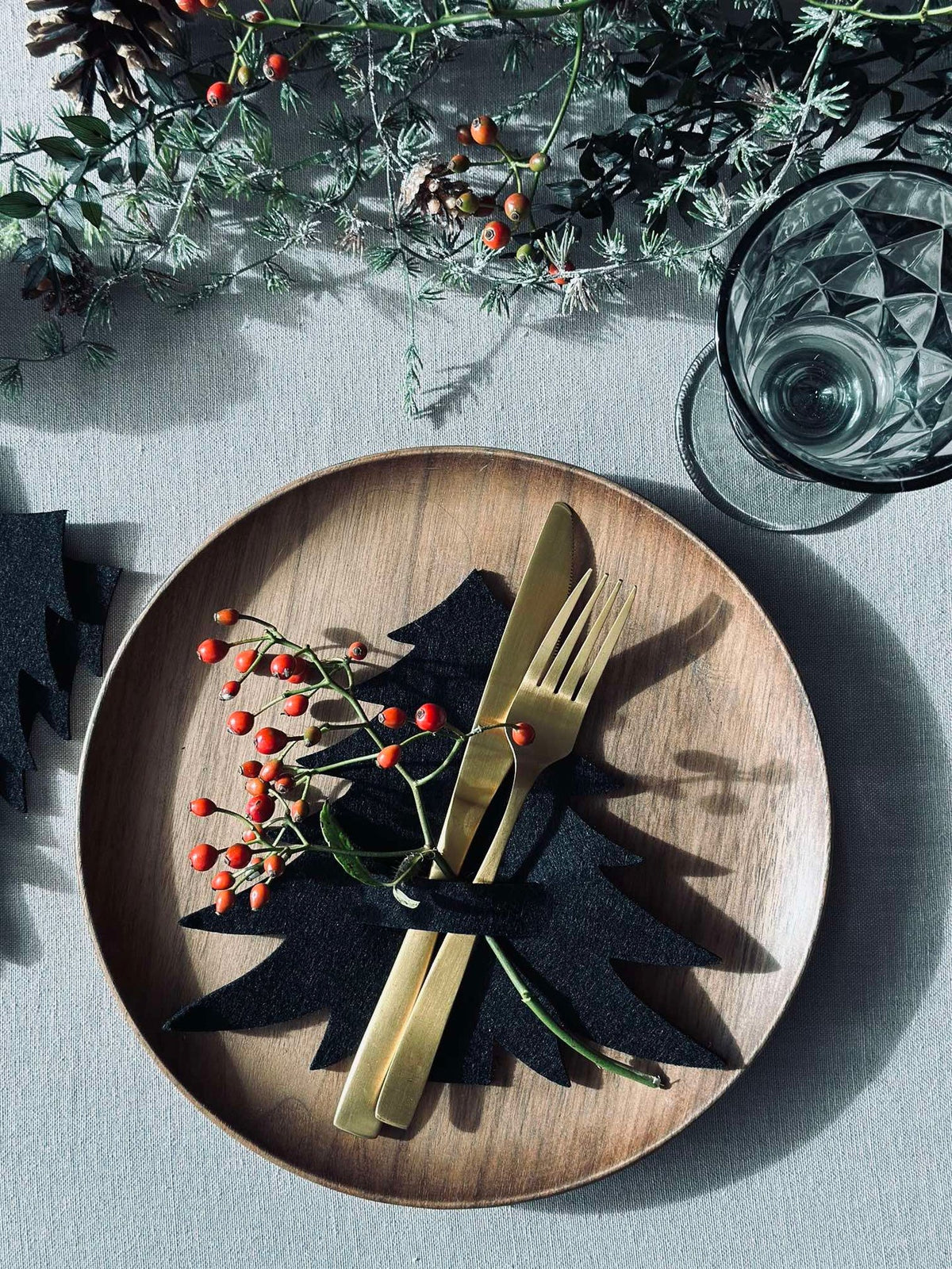 Kerstboom voor tafelaankleding - Zwart 4 stuks