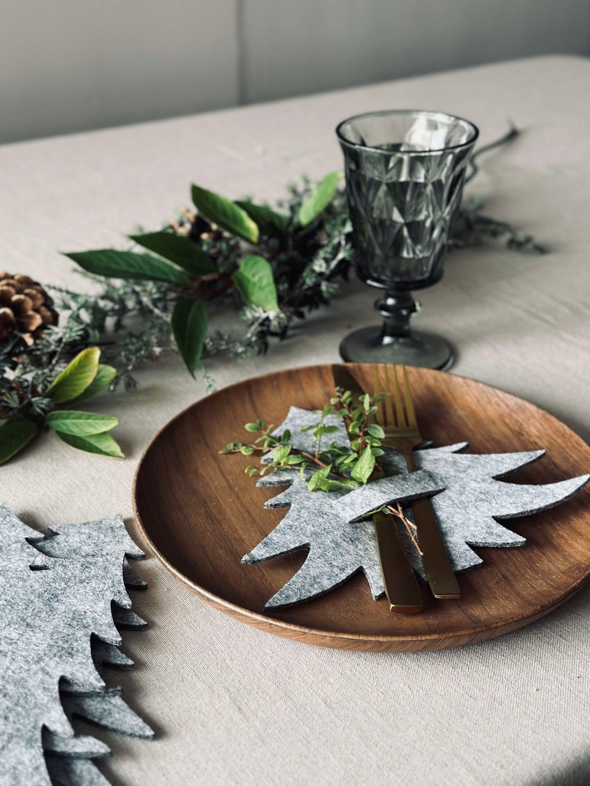 Kerstboompje voor tafeldekking - Grijs 4 st