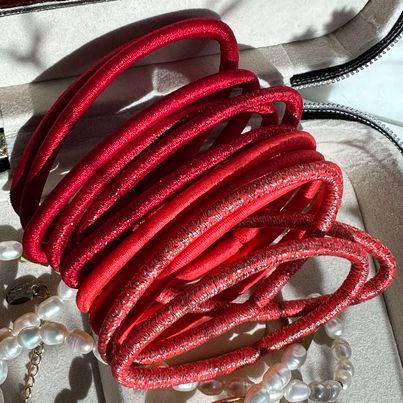 Haarelastiekjes Red Glitter - 4 mix