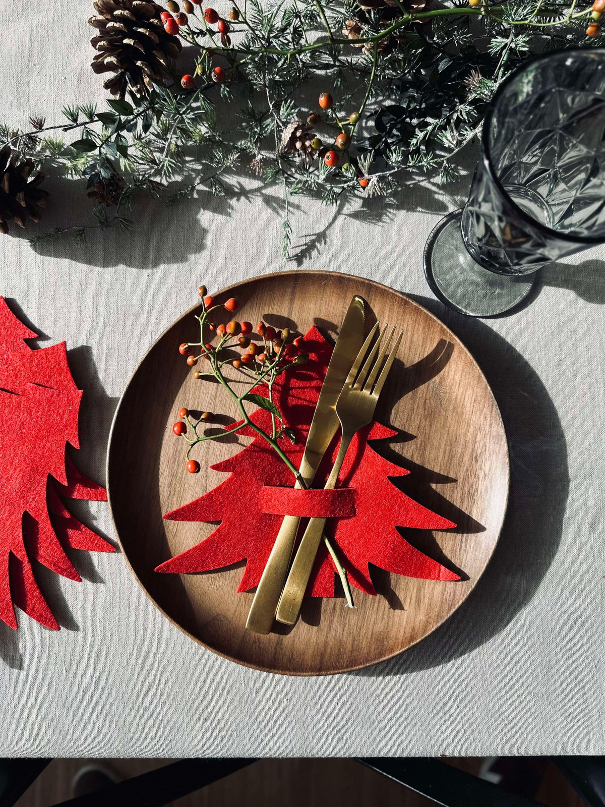 Kerstboompje voor tafelaankleding - Rood 4 st