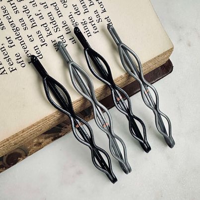 Haarspeldjes Black / Grey Shimmer - 4 stuks