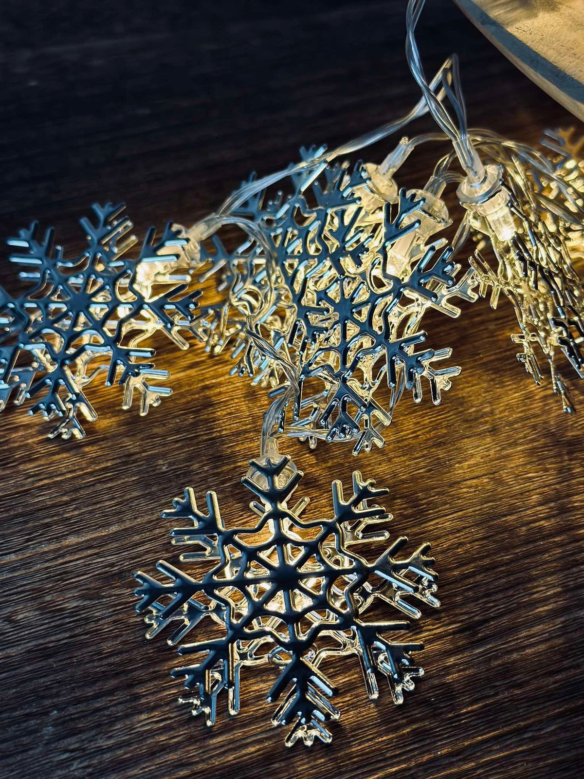 LED-lichtslinger met sneeuwvlokken - Zilver
