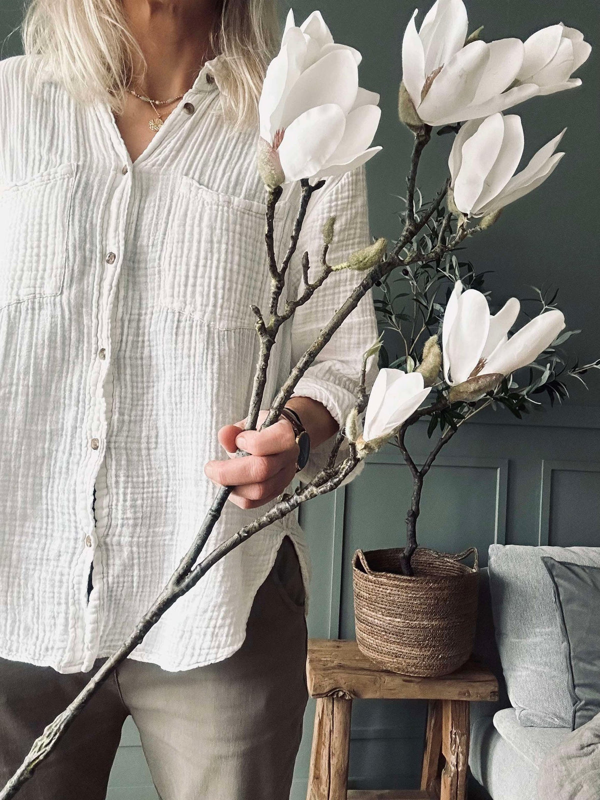 Bloem Magnolia - Wit 88 cm