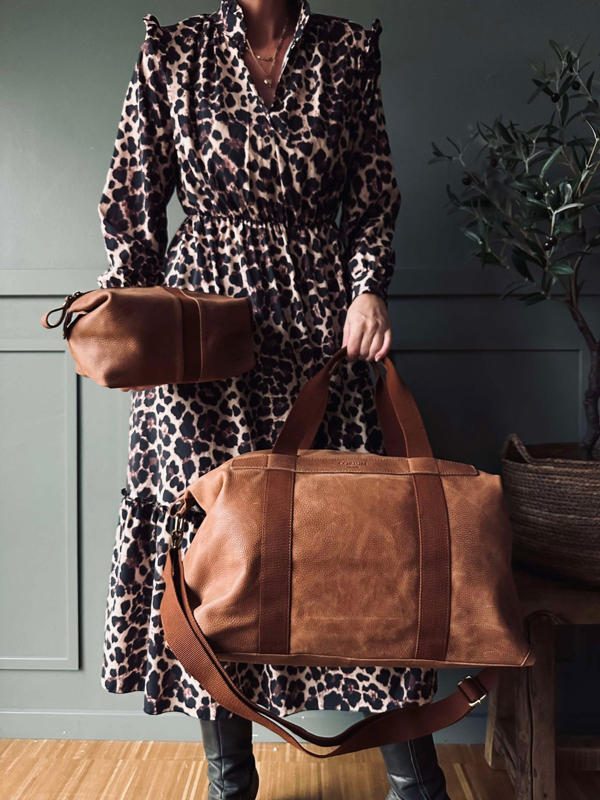 Cadeauset weekendtas m. toilettas - Cognac