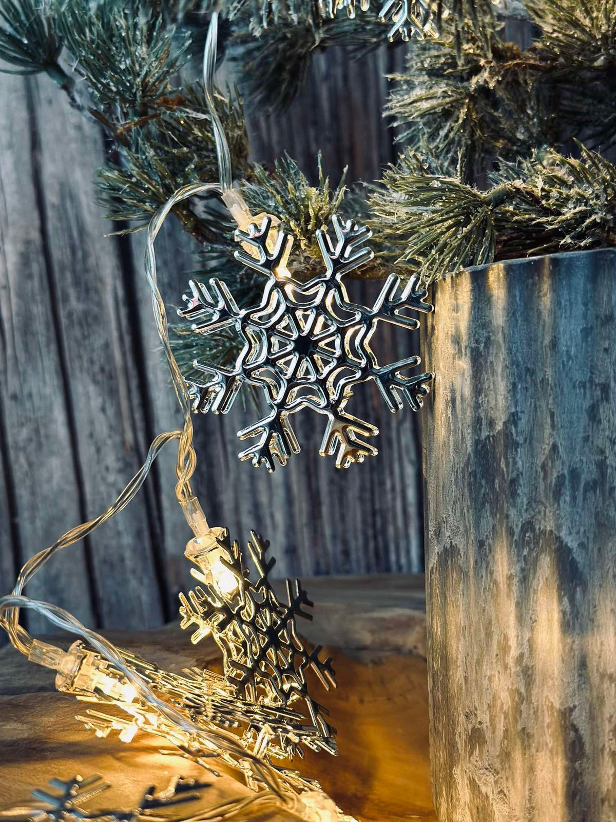 LED-lichtslinger met sneeuwvlokken - Zilver