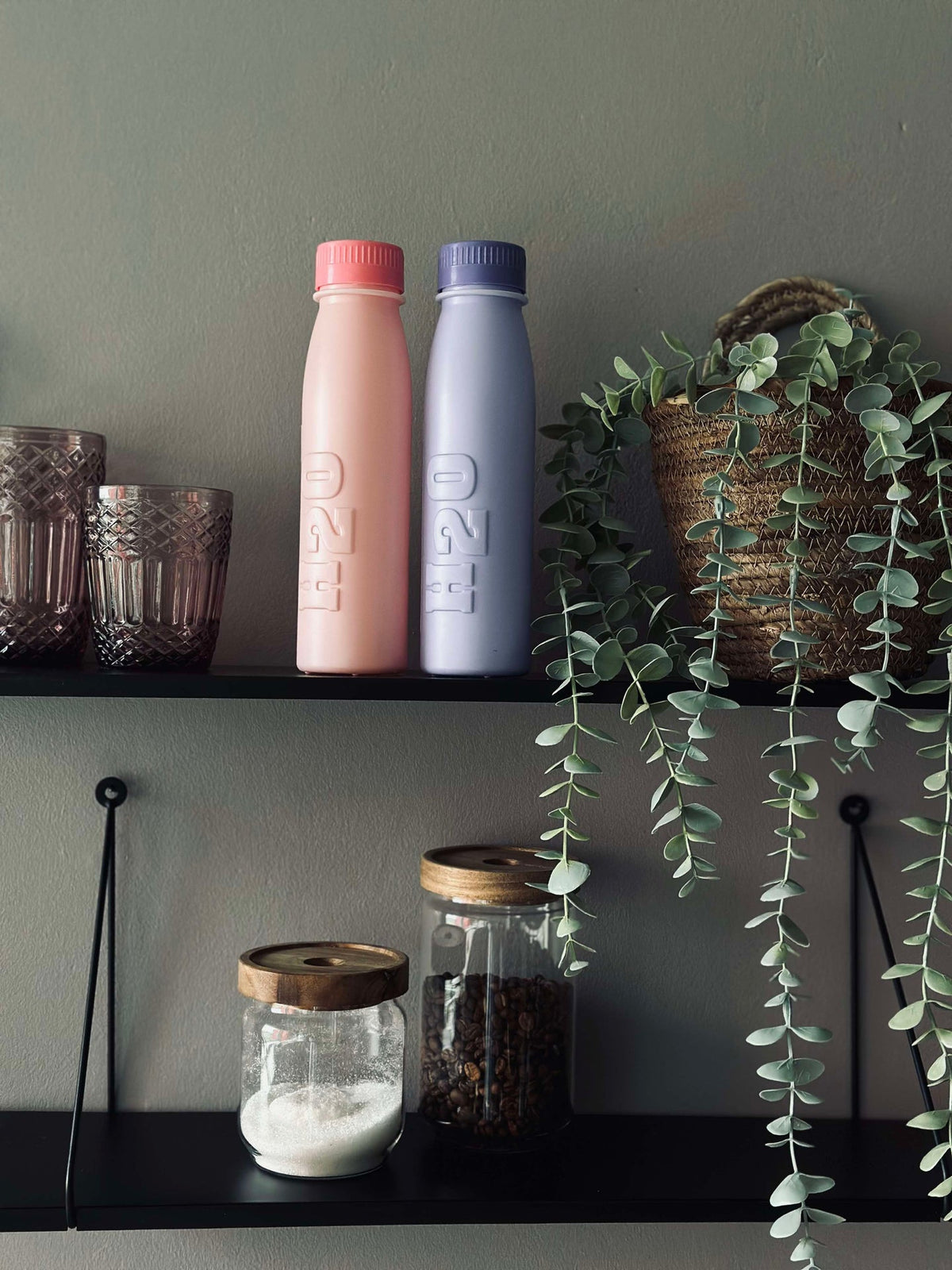 Drinkfles H2O 500 ml - Roze / Paars Mix