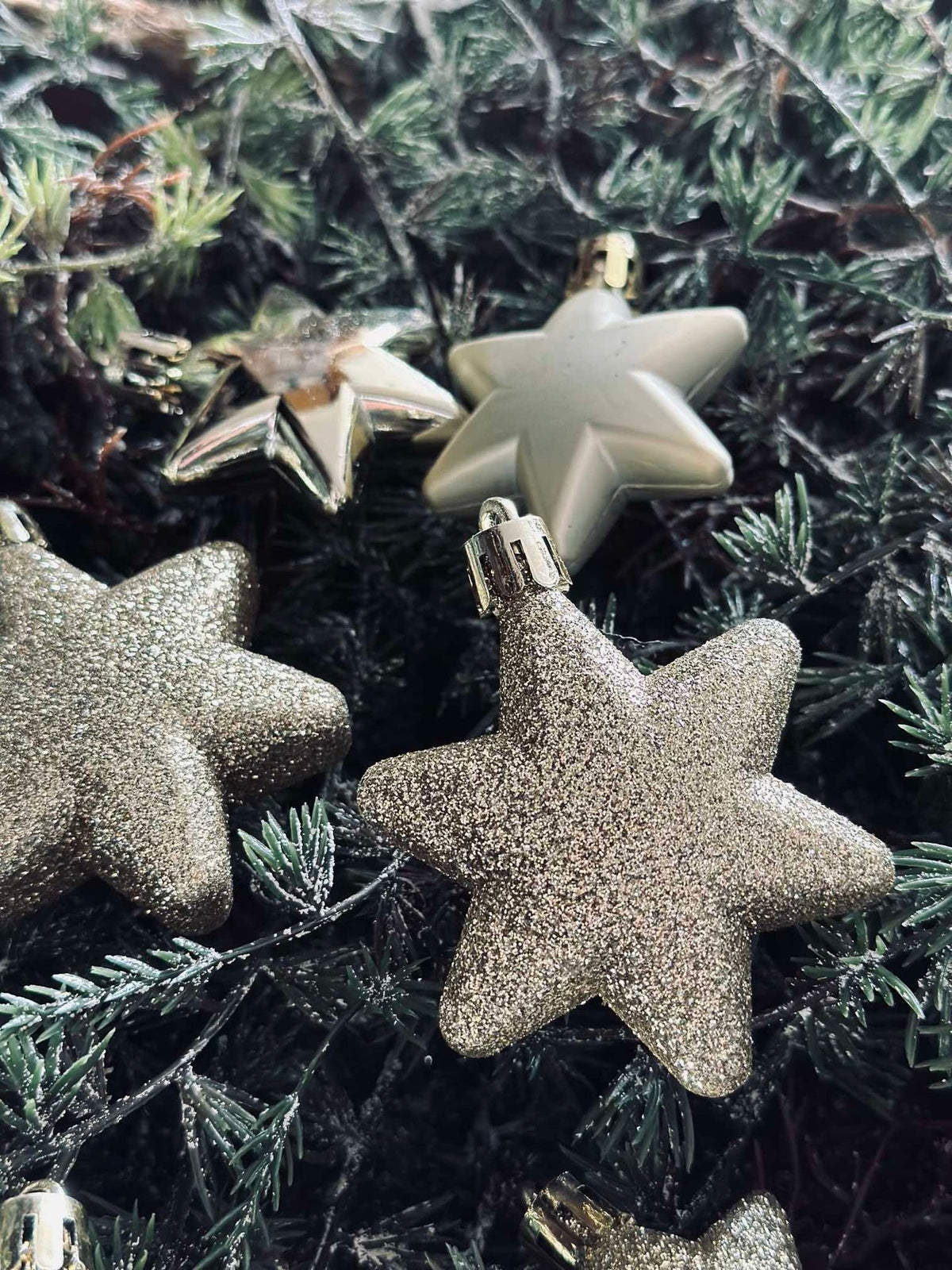 Kerstballen met sterren - Set van 16 stuks