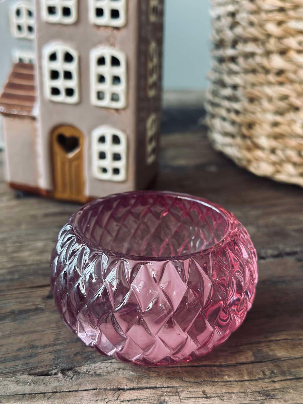 Kaarsenhouder voor theelichtje Diamond - Roze