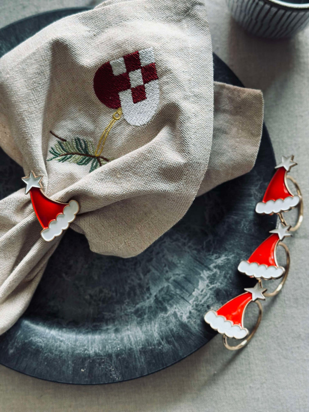 Servetringen met Kerstmuts - Pak van 4 stuks