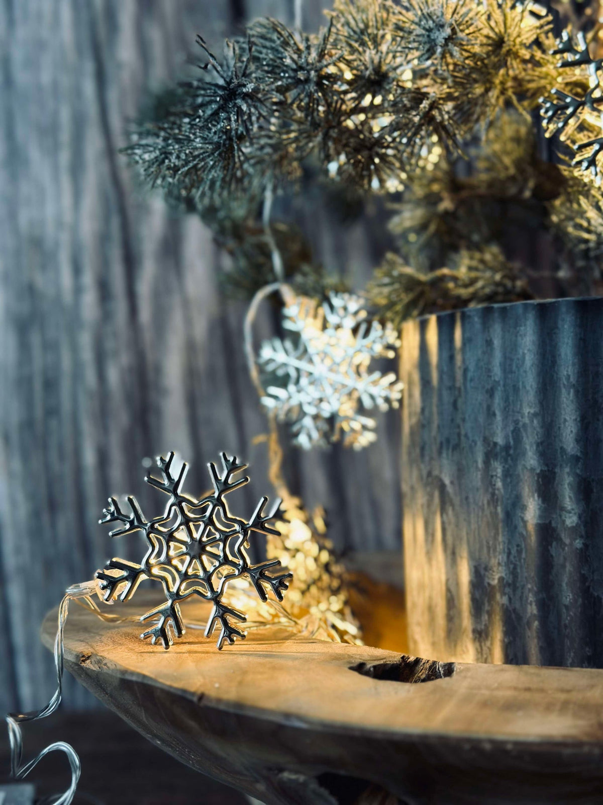 LED Lichtslinger met sneeuwvlokken - Zilver