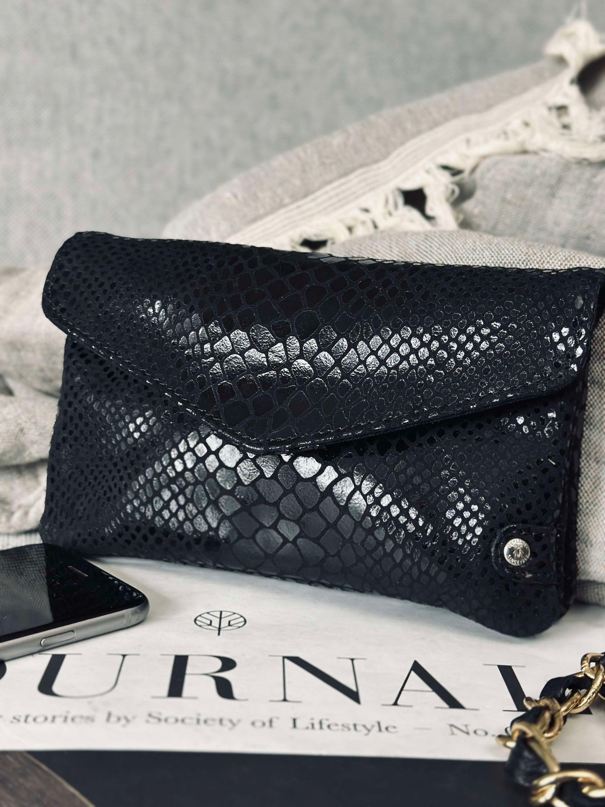 Portemonnee Aura Black Croco