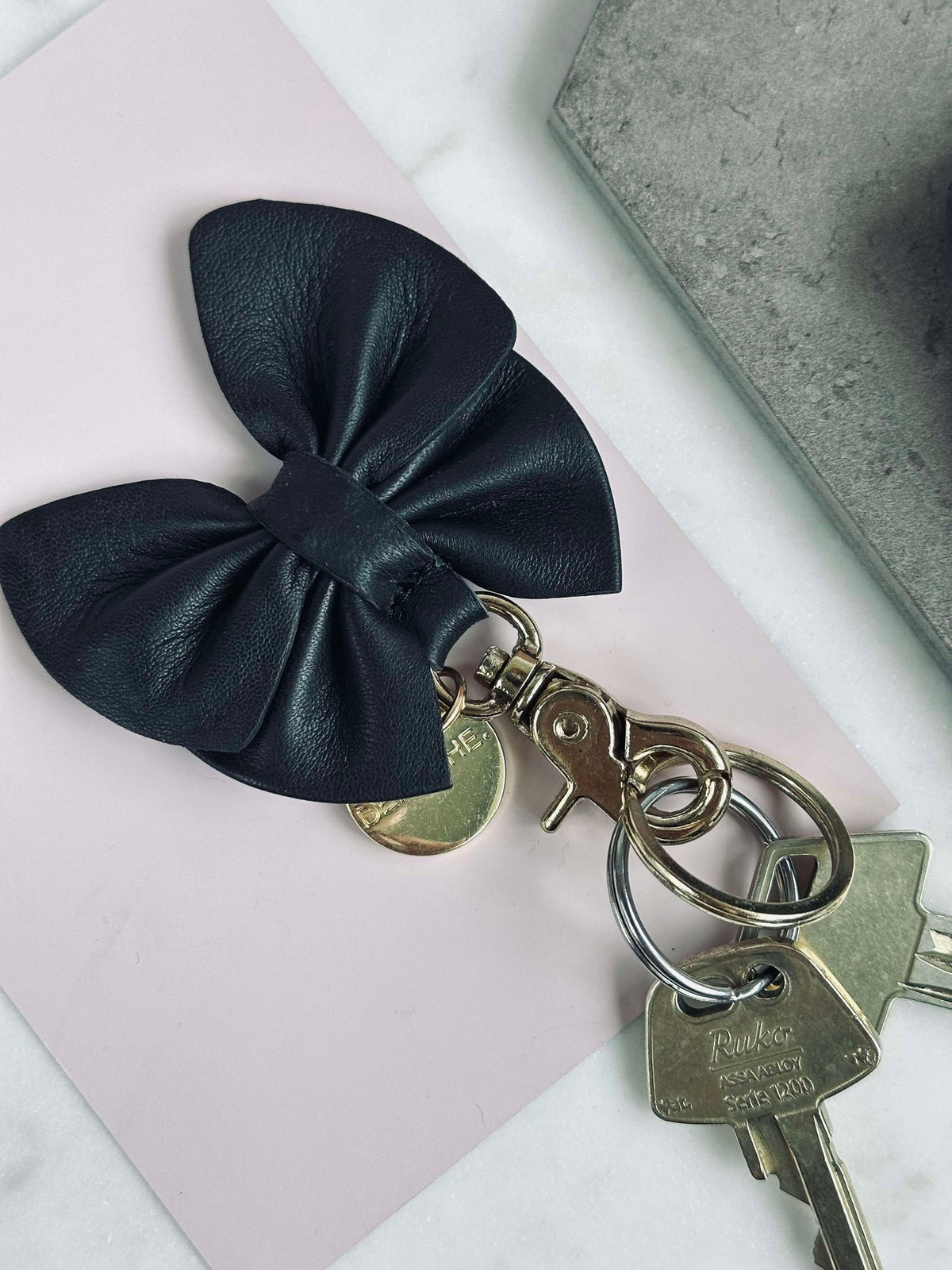 Sleutelhanger Strik - Black leather