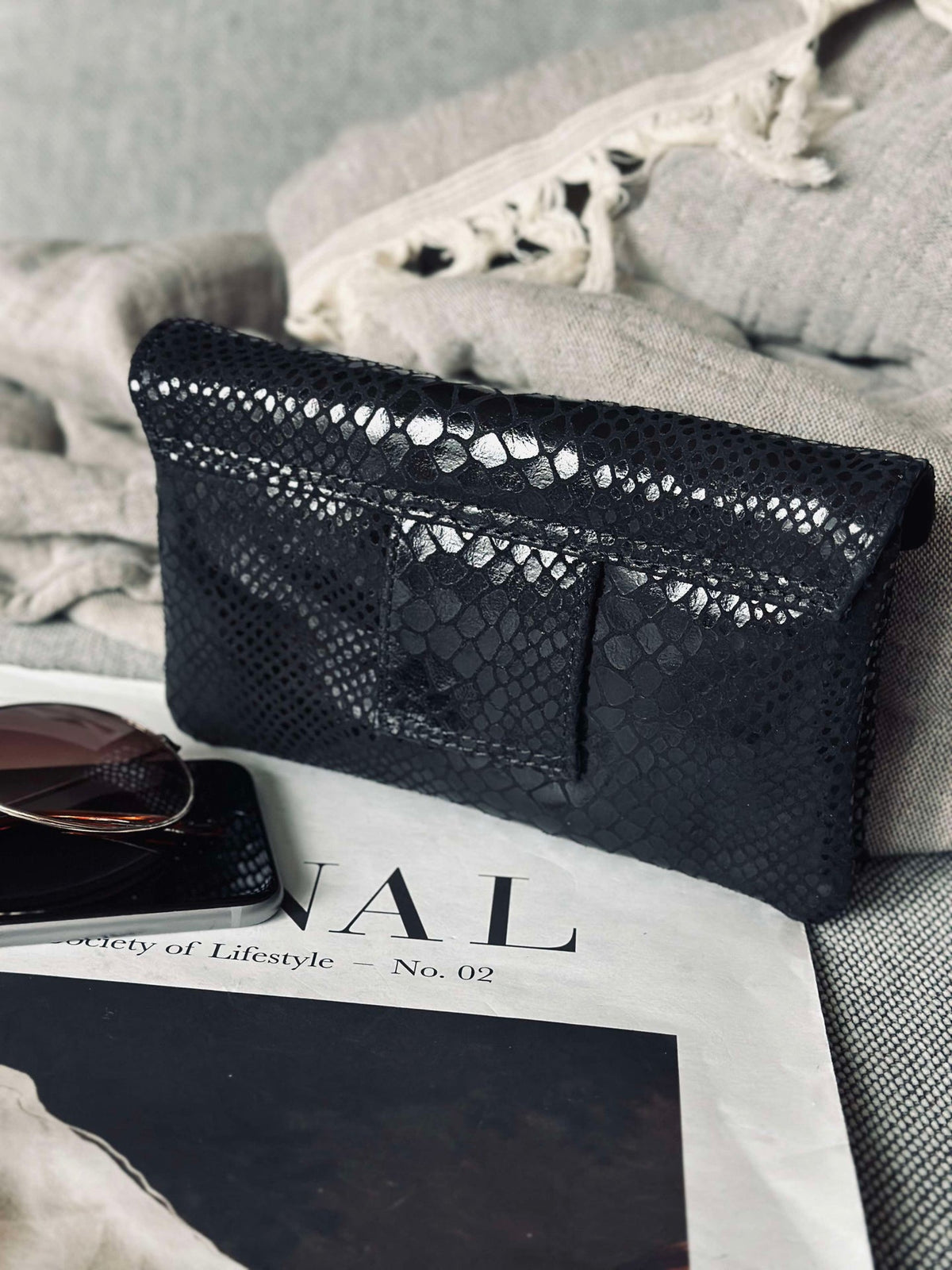 Portemonnee Aura Black Croco